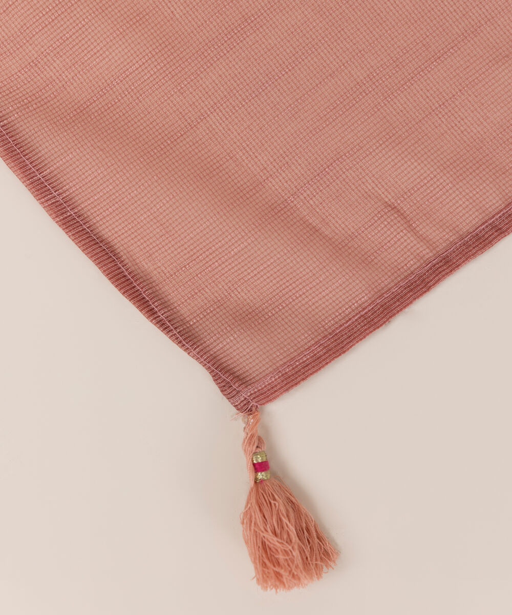 Blended Raw Net Pink Solid Dupatta
