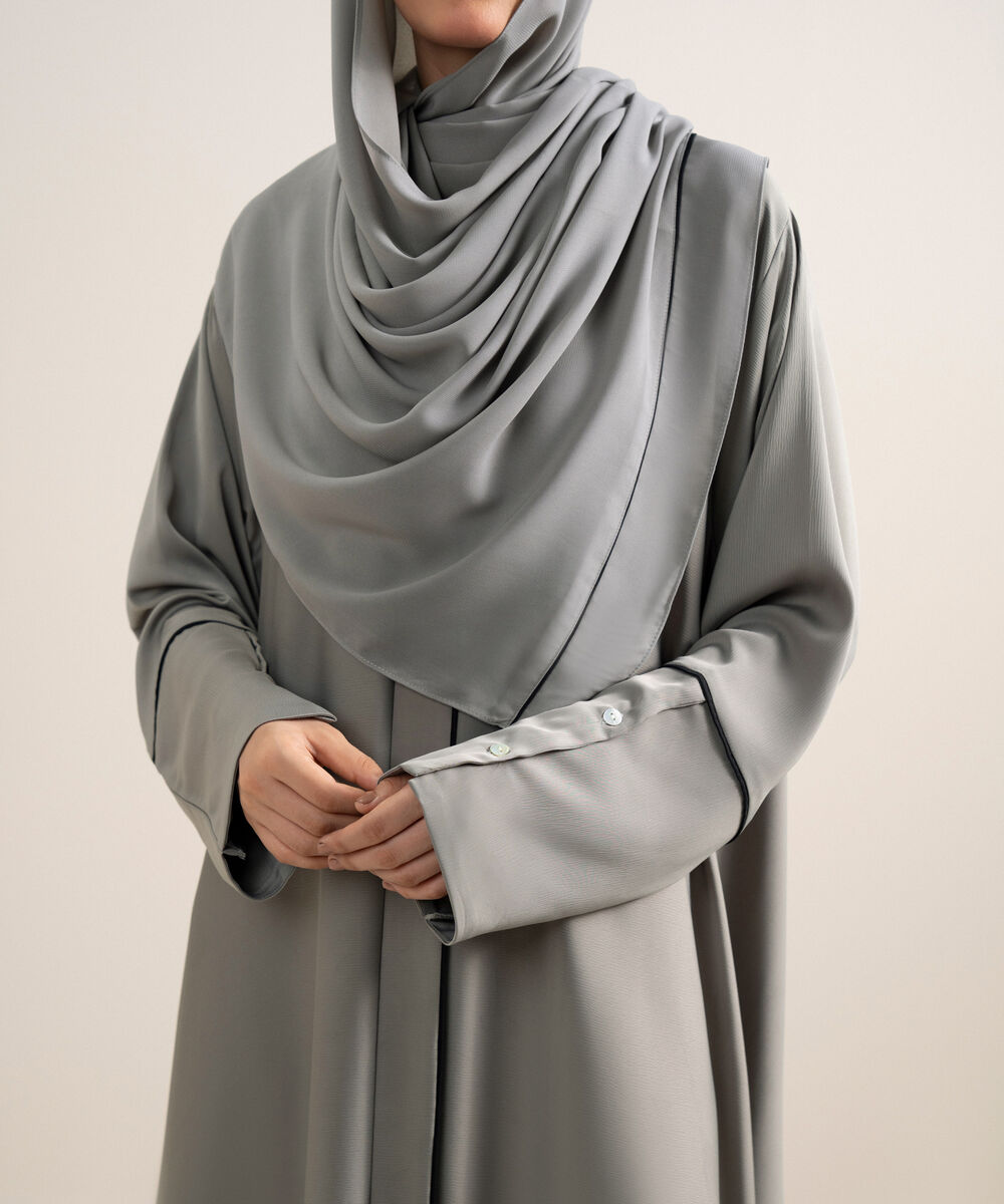 Women's Grey Regular Abaya Set