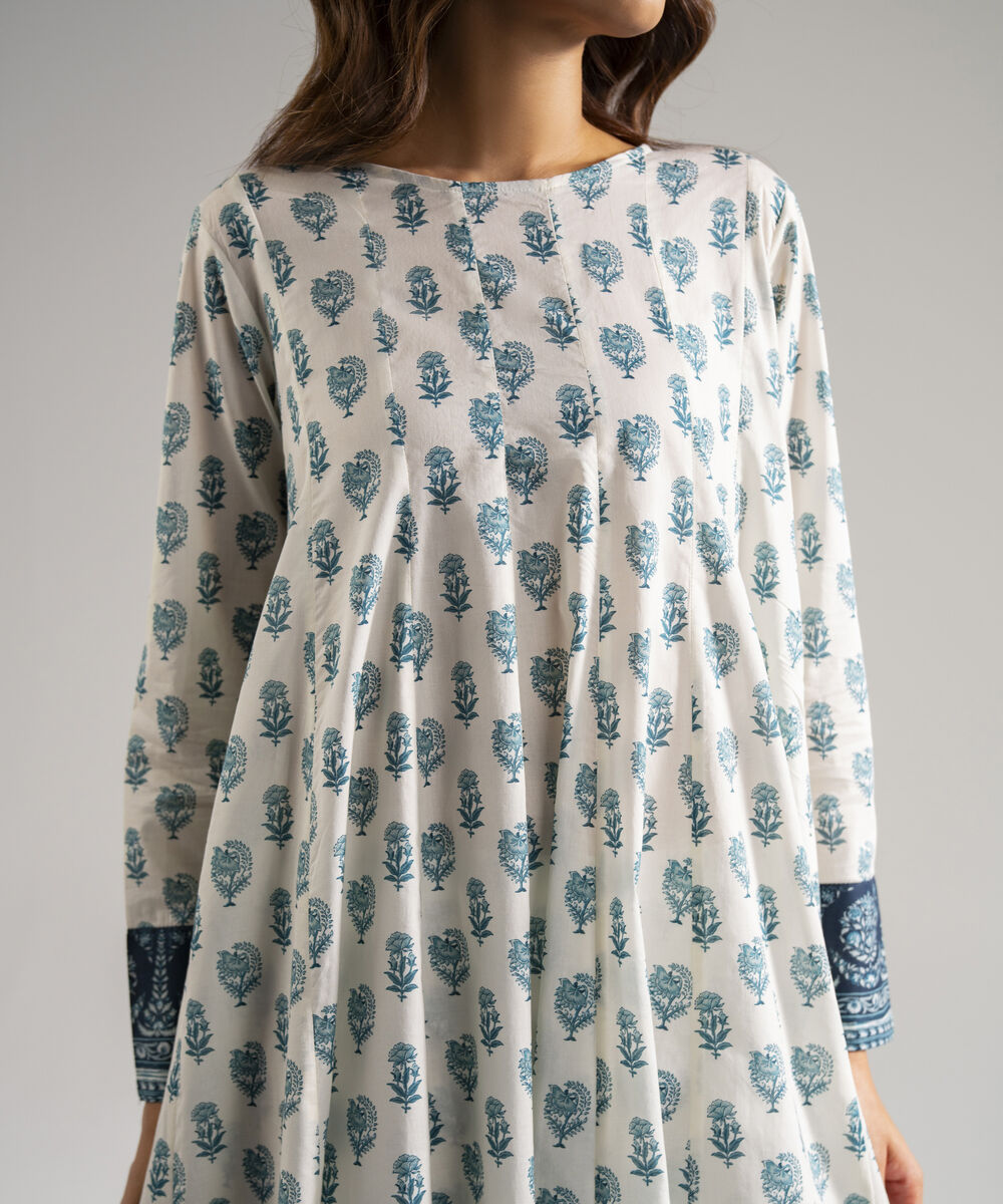 Women's RTW Lawn Printed White Kalidar