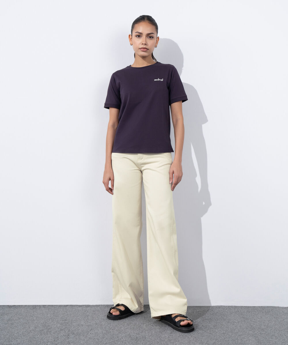 Women's Western Wear Purple Graphic Print T-Shirt