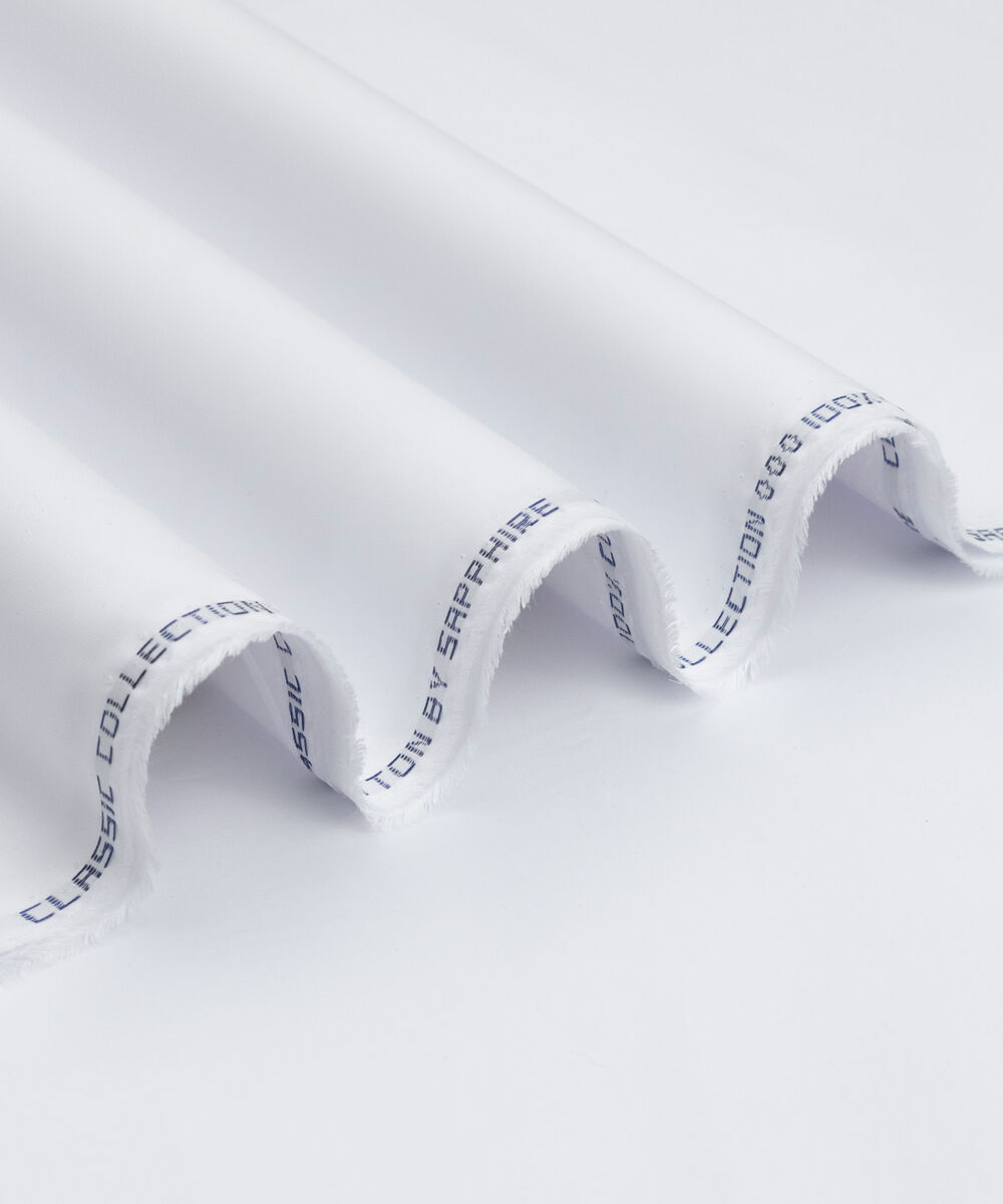 Men's Unstitched Two-Piece Bright White Premium Latha Suit