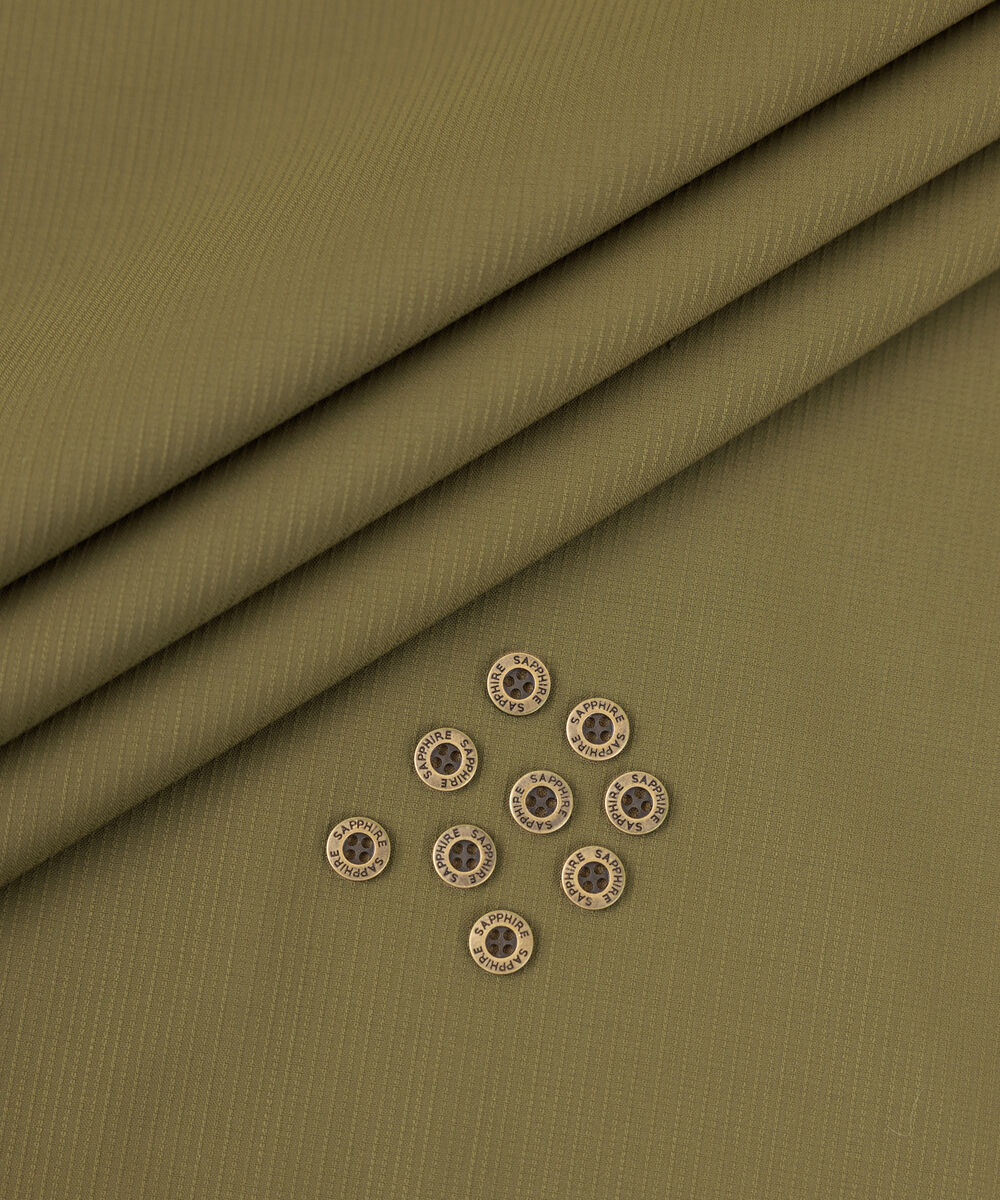 Men's Unstitched 2-Piece Premium Wash & Wear Dobby Olive Suit