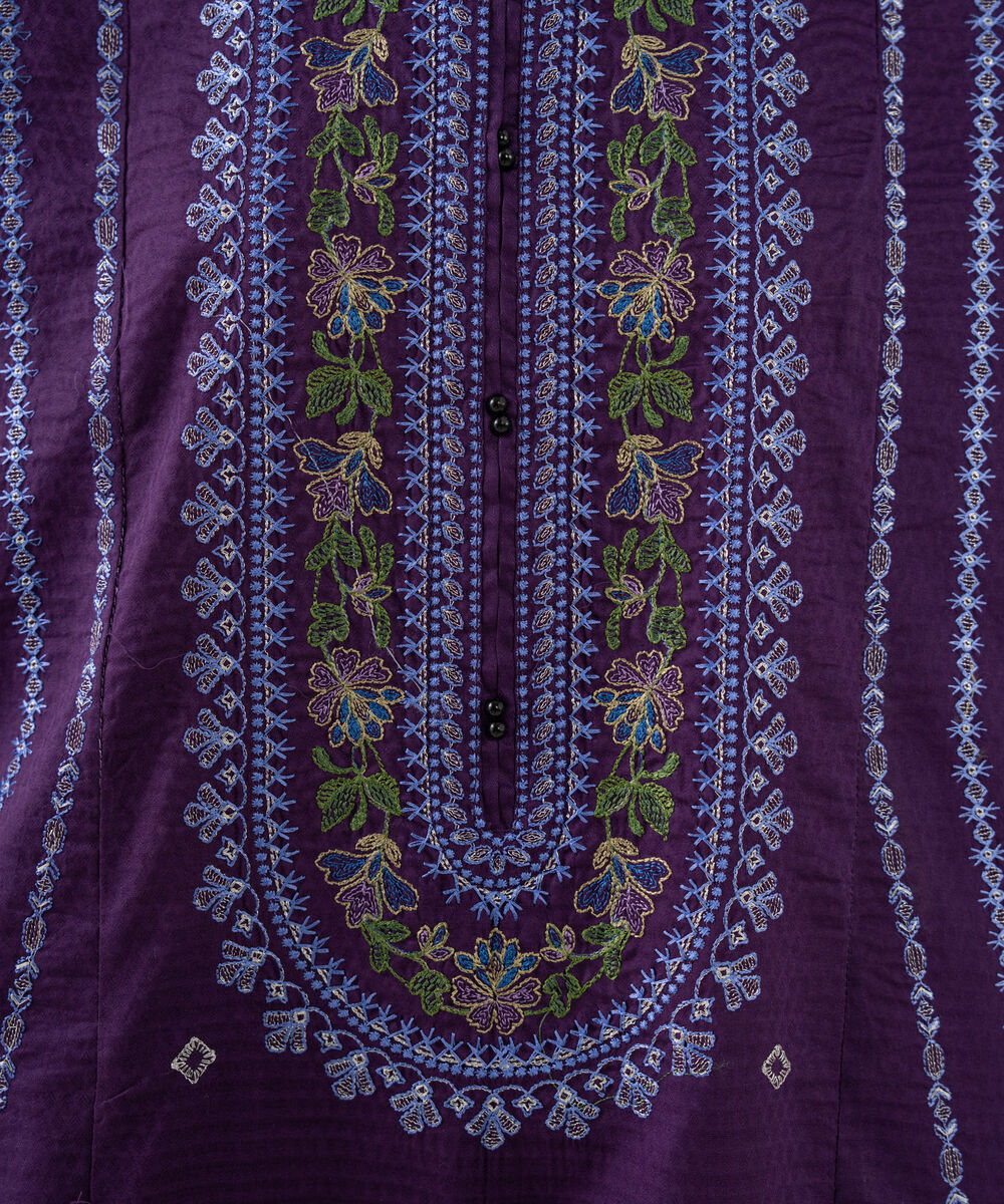 Women's RTW Dobby Embroidered Purple 3 Piece Suit