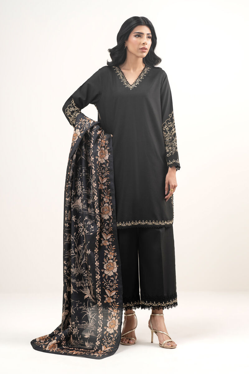 3 Piece - Embroidered Cotton Viscose Suit