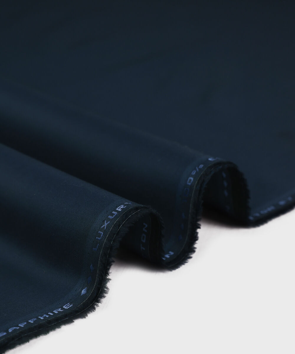 Men's Unstitched Luxury Cotton Blue Full Suit Fabric