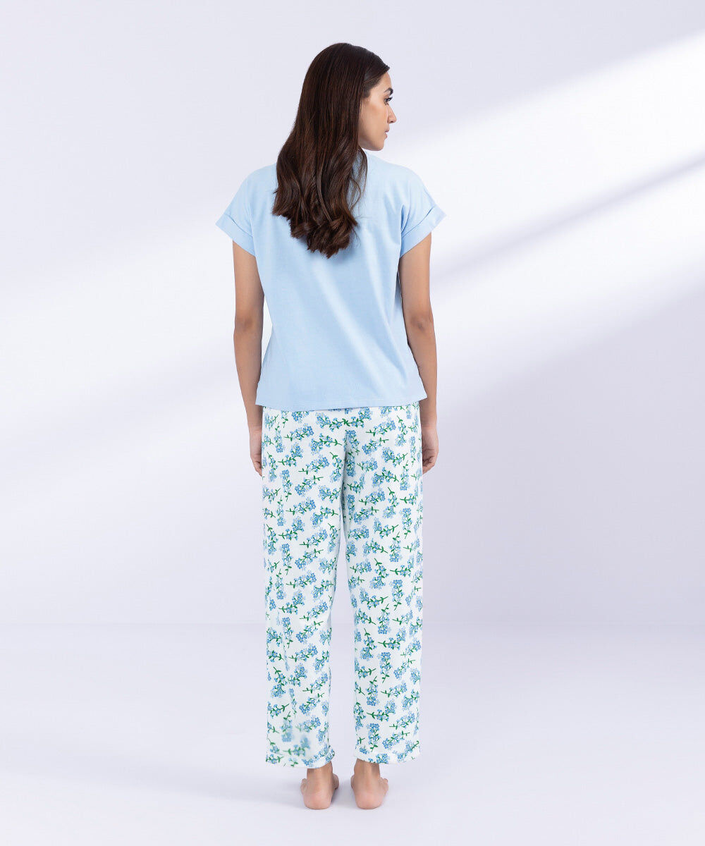 Woman - Blue Printed PJ Set