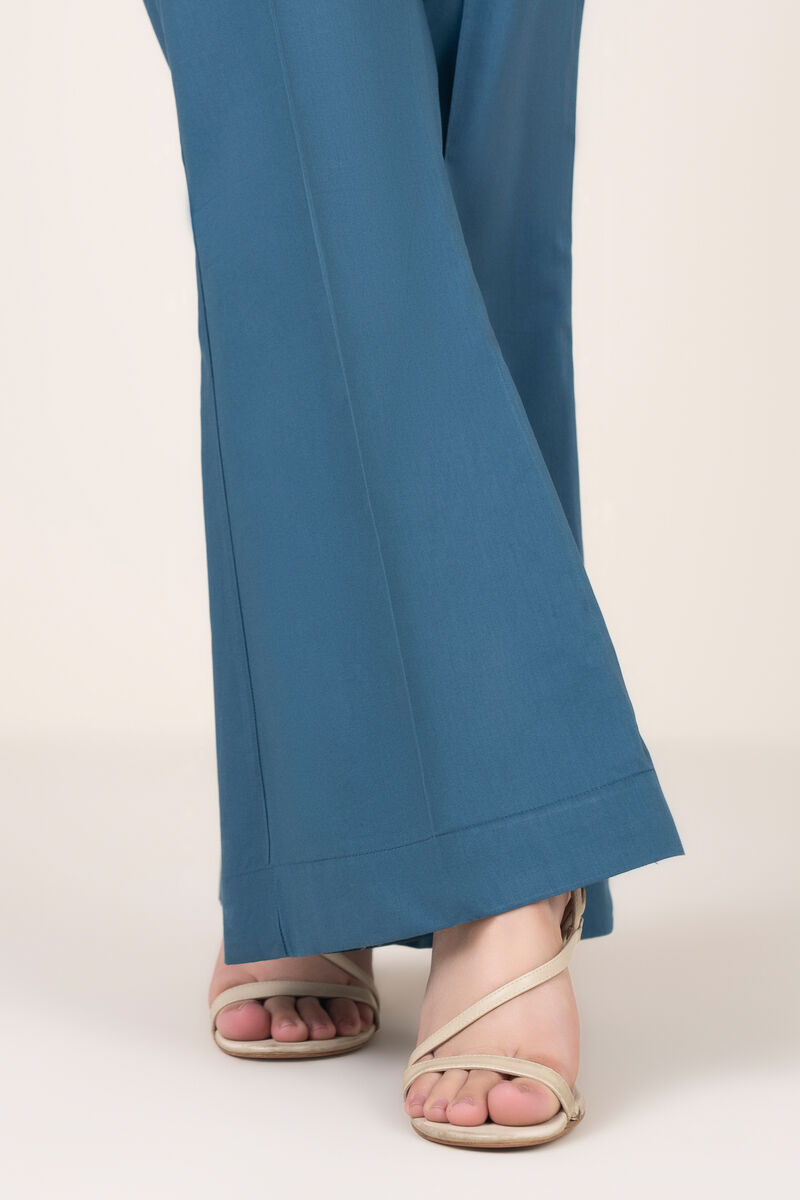 Solid Cotton Boot-cut Pants