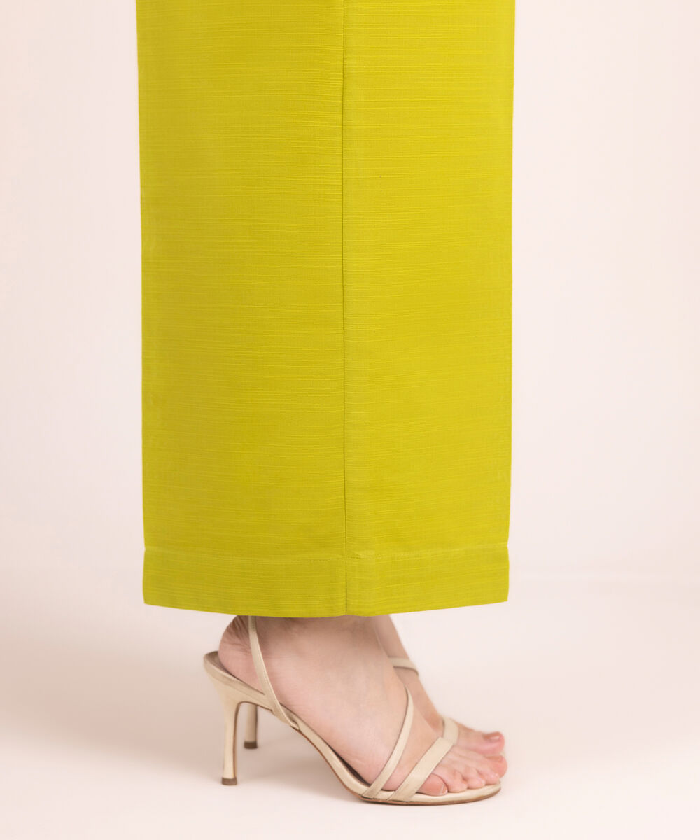 Women's RTW Khaddar Solid Green Straight Pants