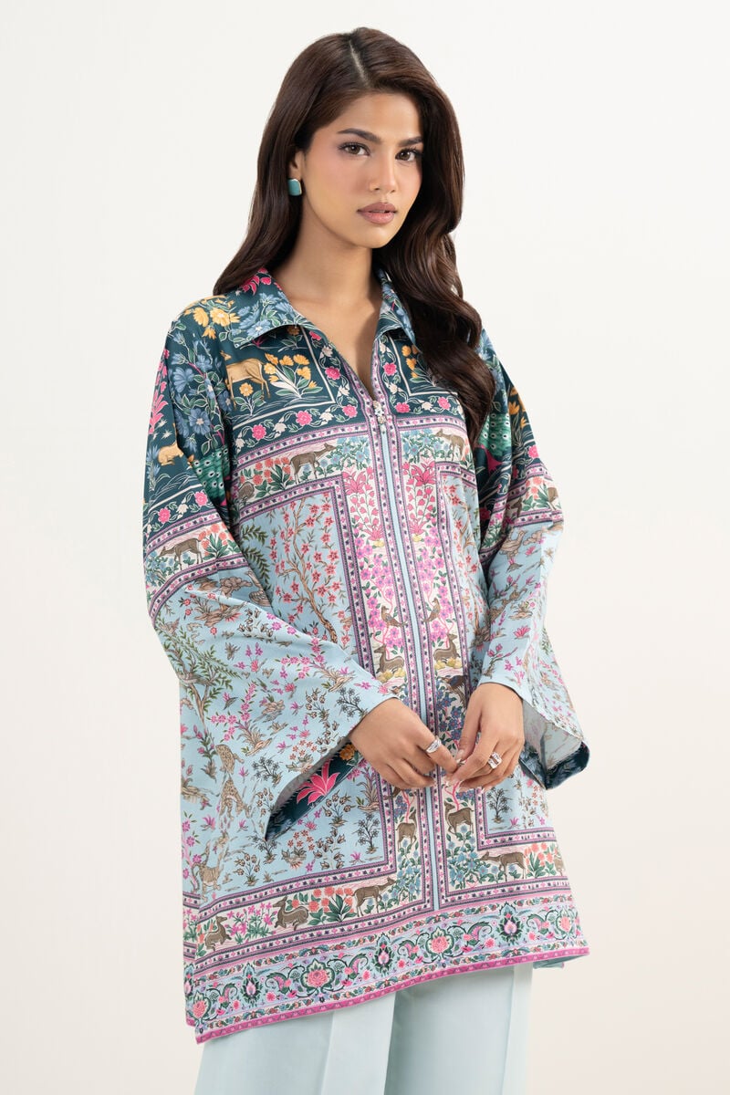 Printed Viscose Satin Shirt