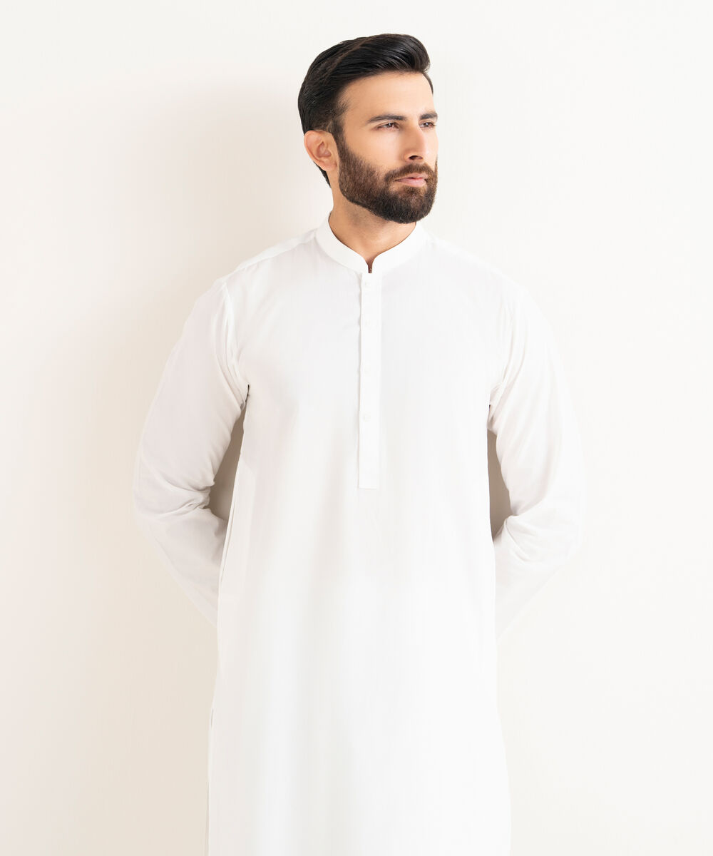 Men's 100% Cotton Plain White  Kurta Shalwar