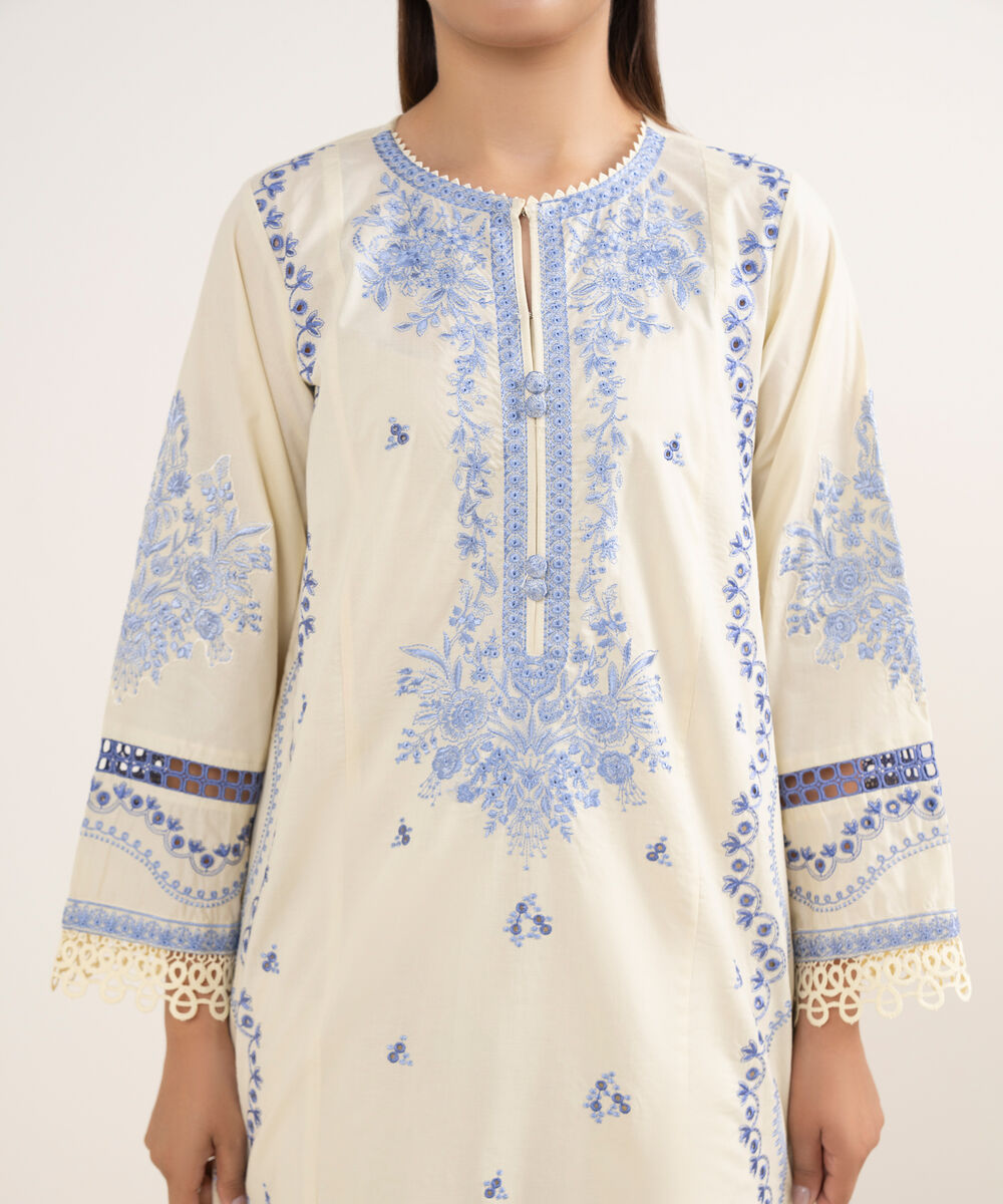 Women's RTW Cambric Off White Dyed Aline Shirt