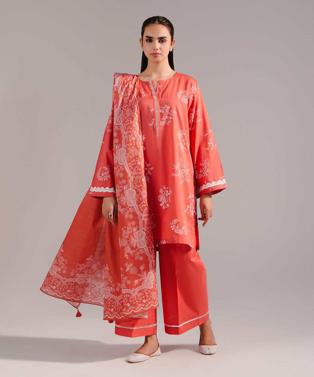 Lawn Printed Coral Dupatta