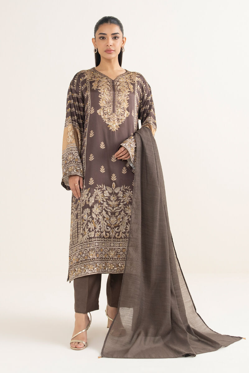 3 Piece - Embroidered Silk Suit