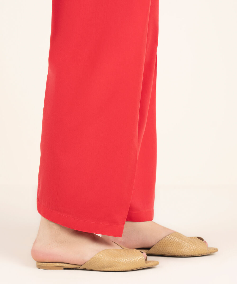 Women's RTW Cambric Solid Red Shalwar