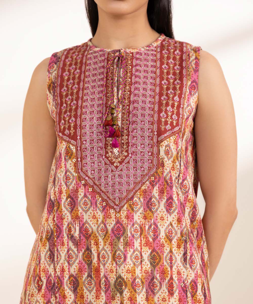 Woman - Red 3 Piece - Embroidered Lawn Suit