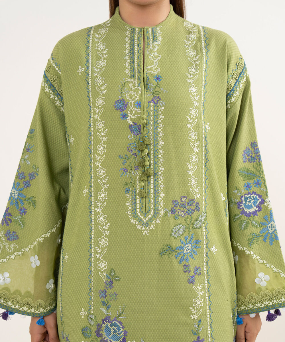 Women's Unstitched Dobby Dyed Three Piece Suit