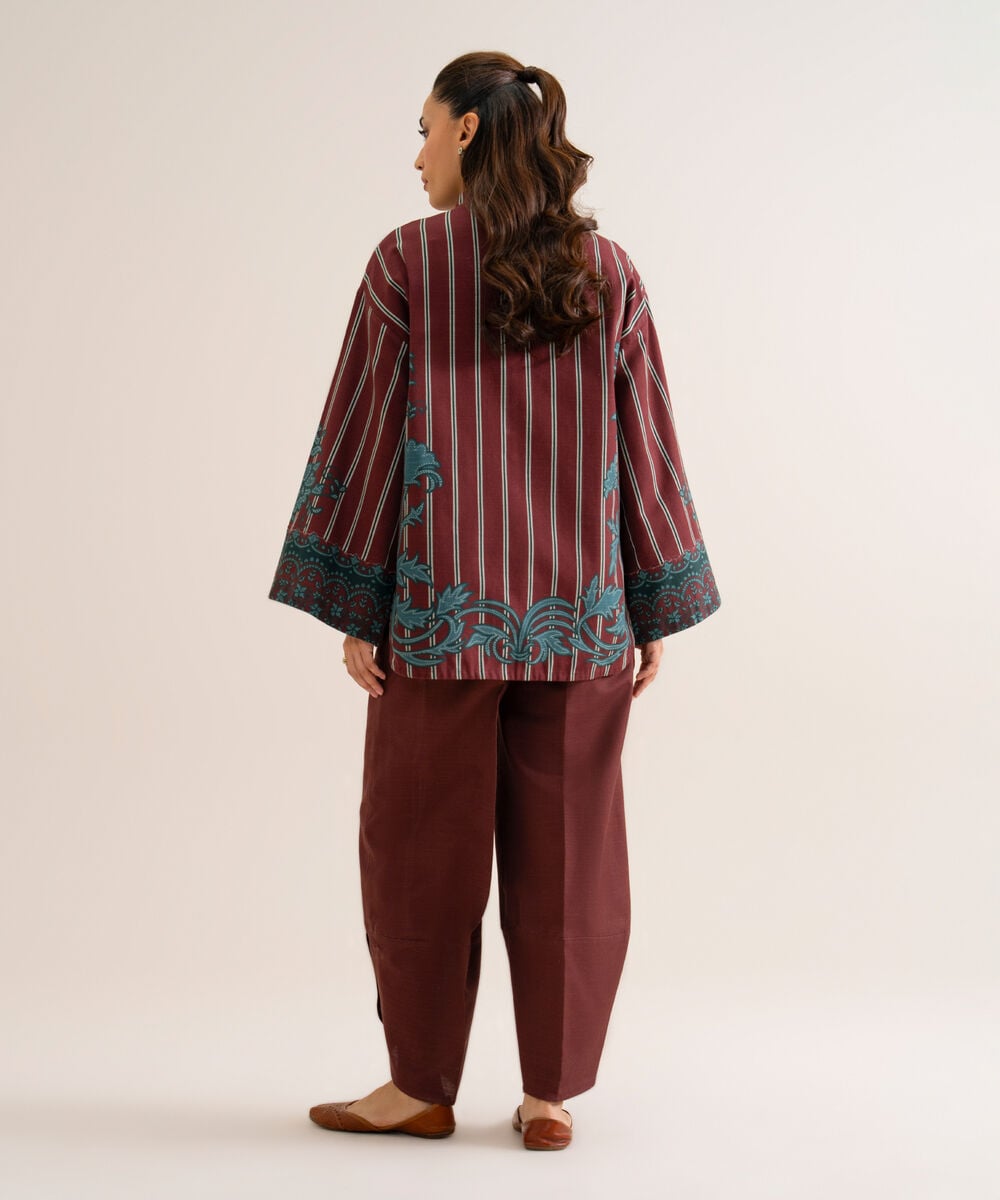 Women's Unstitched Premium Khaddar Printed Maroon 2 Piece Suit