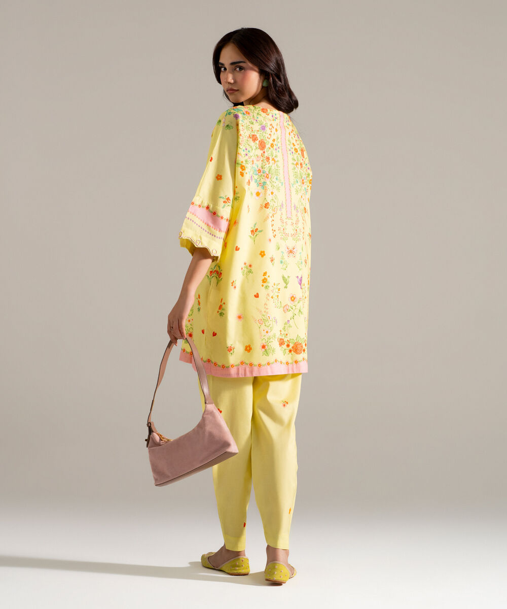 Women's RTW Cotton Viscose Printed Green 2 Piece Suit