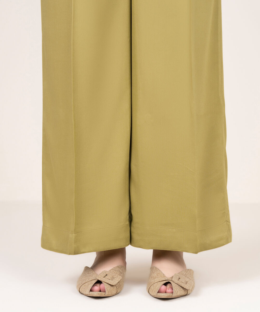 Women's RTW Bedford Solid Olive Green Culottes