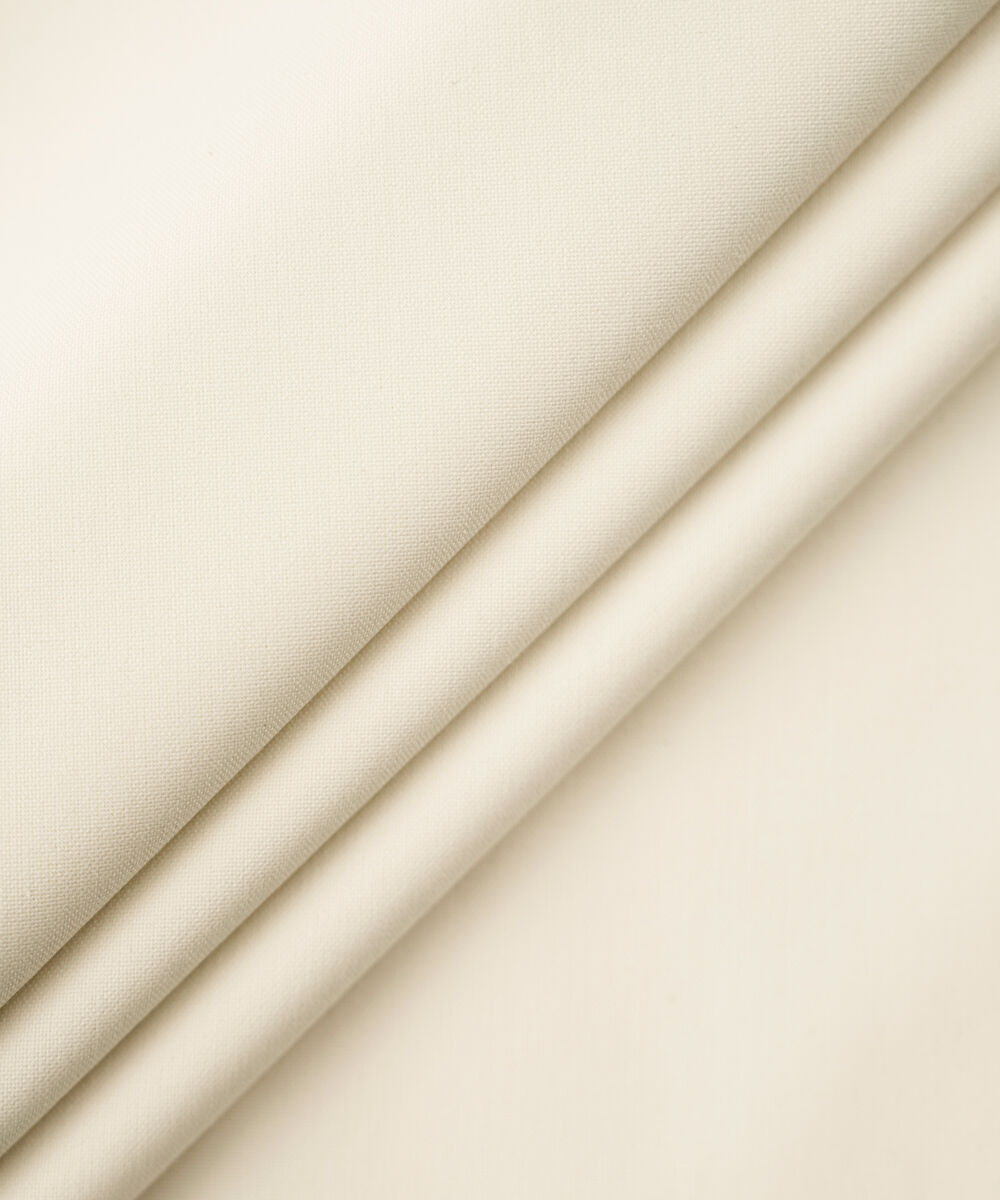 Men's Unstitched Off White Textured Wash & Wear Suit