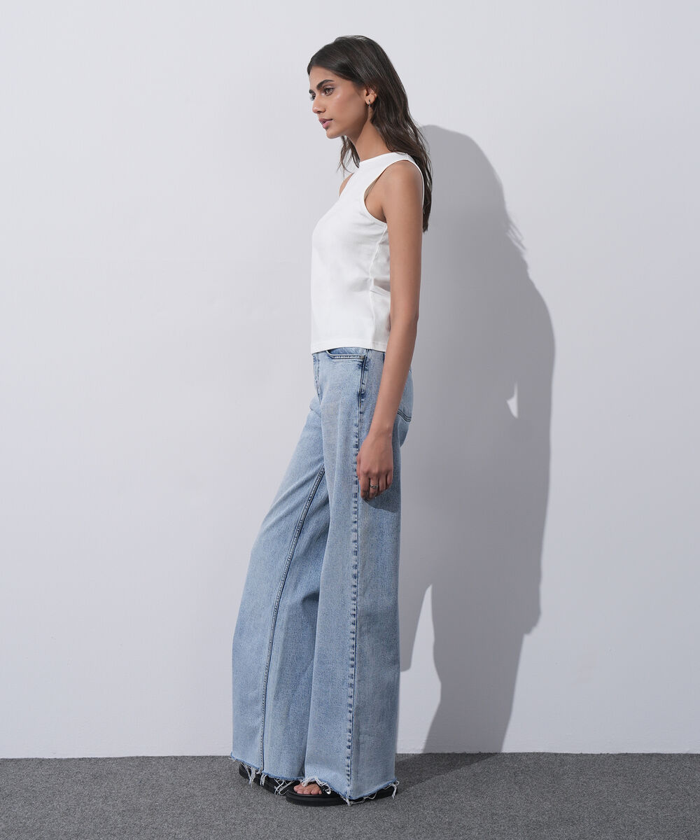 Women's Western Wear White Sleeveless T-Shirt