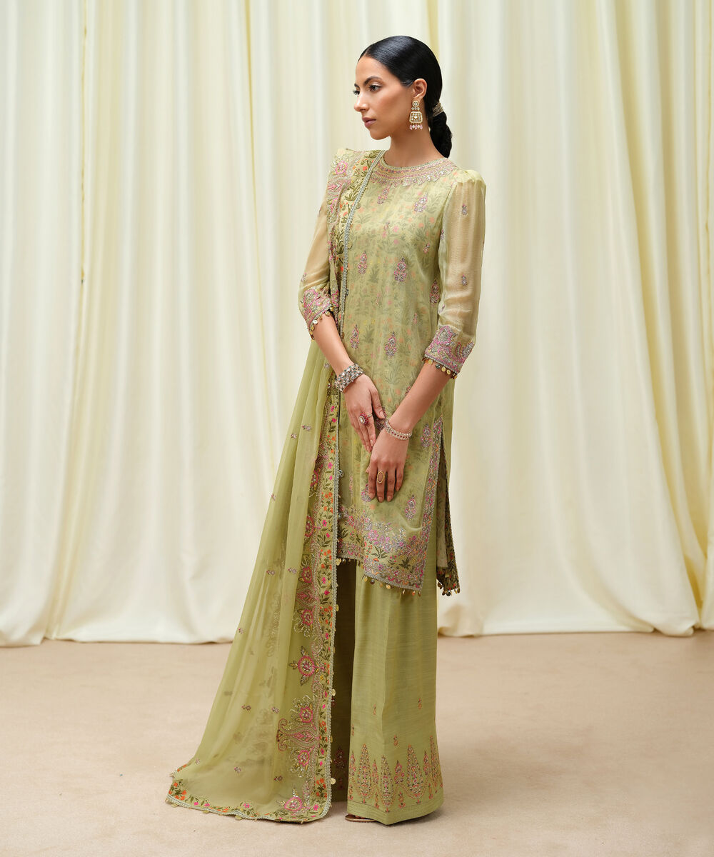 Women's Unstitched Crinkle Chiffon Dyed Three Piece Suit