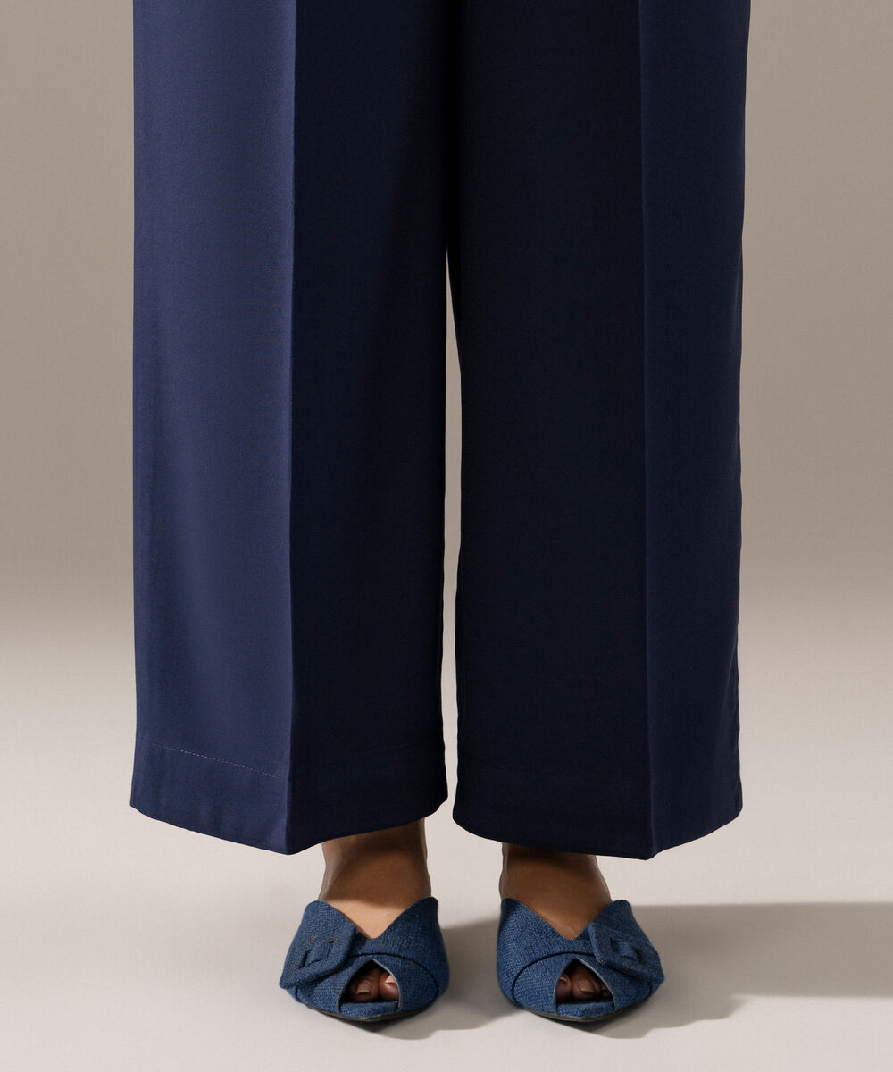 Women's RTW Viscose Marina Solid Blue Culottes
