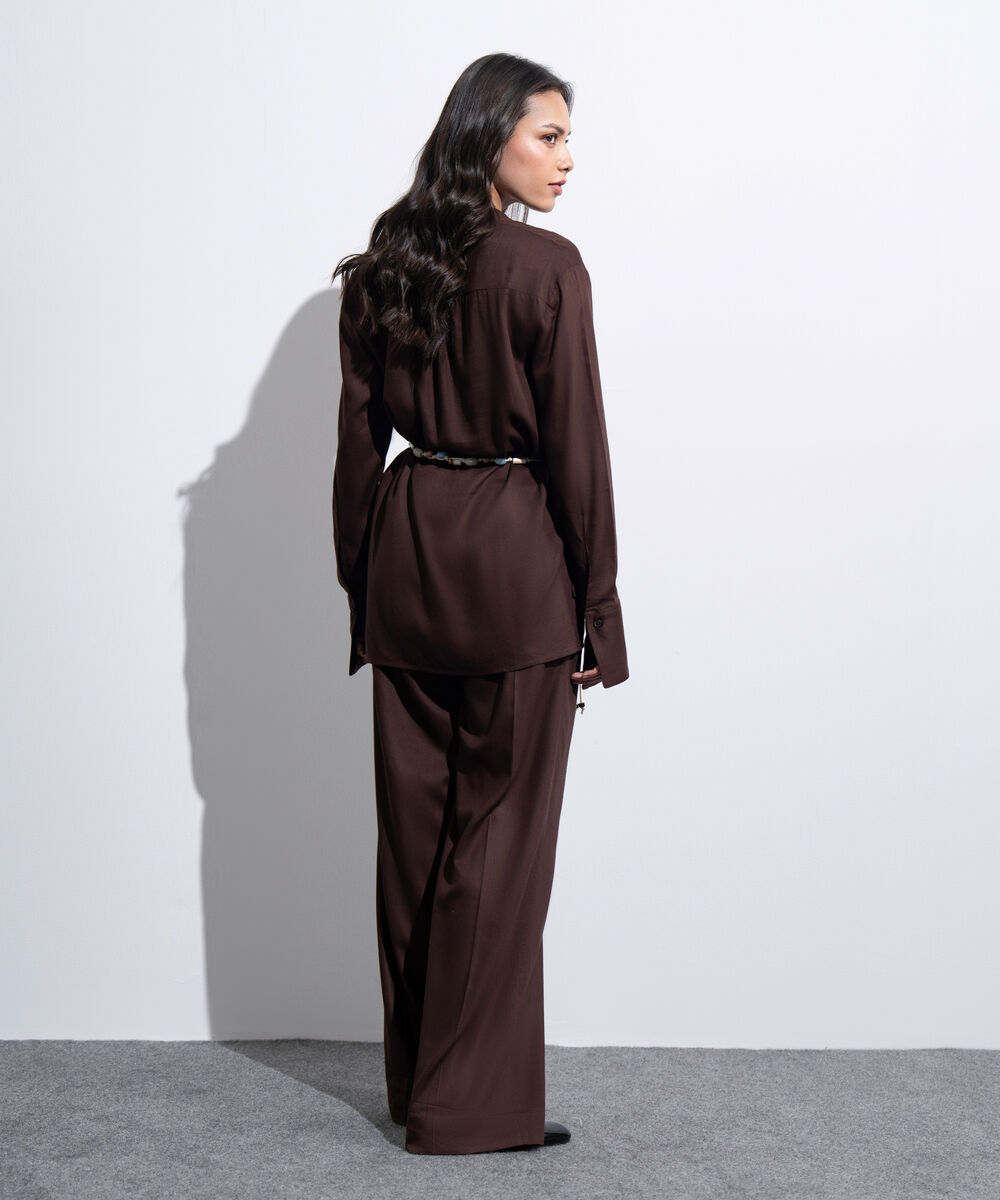 Women's Western Brown Regular-Fit Button Through  Shirt