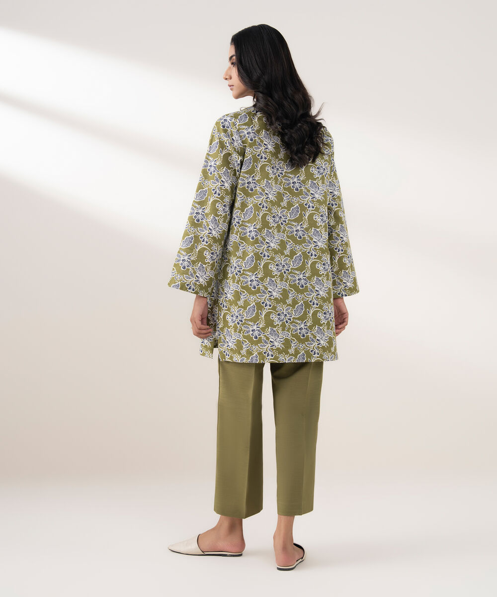 Women's RTW Khaddar Printed Green 2 Piece Suit