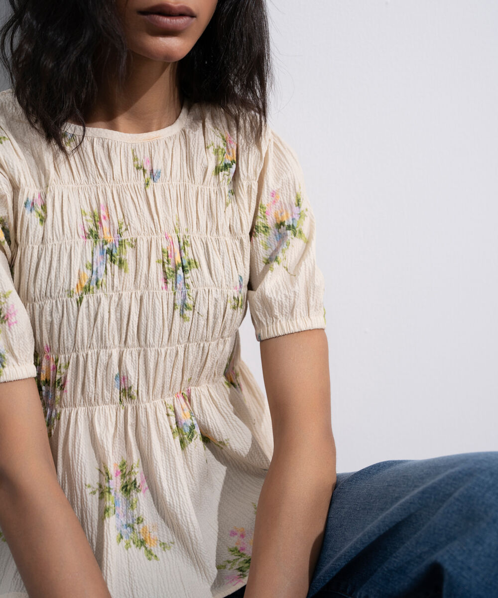 Women's Multi Printed Seersucker Blouse