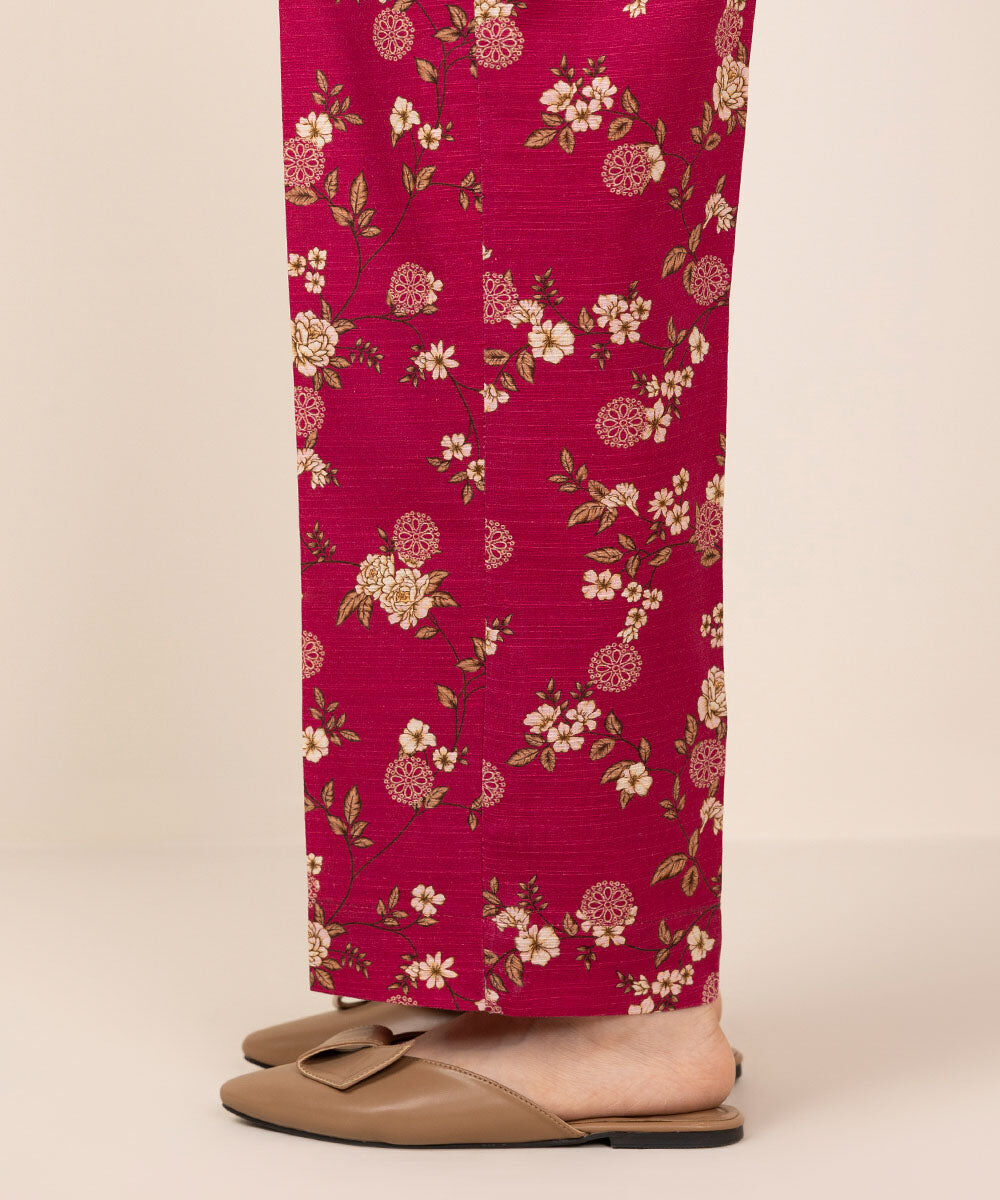 Woman - Pink Printed Khaddar Straight Pants