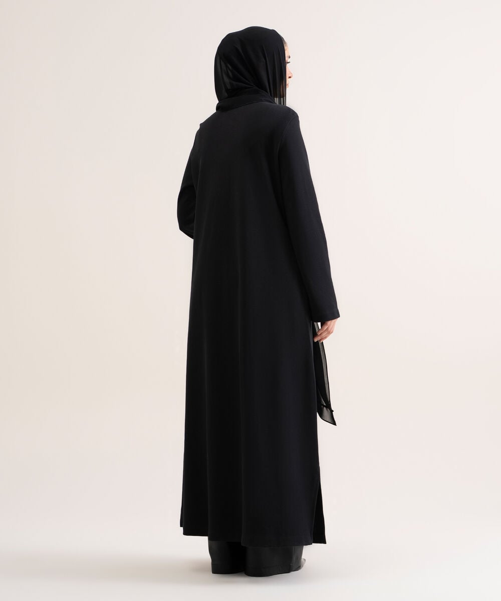 Women's Black Knit Abaya Set