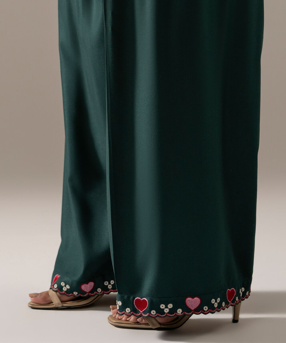Women's RTW Bedford Embroidered Green Farshi Shalwar