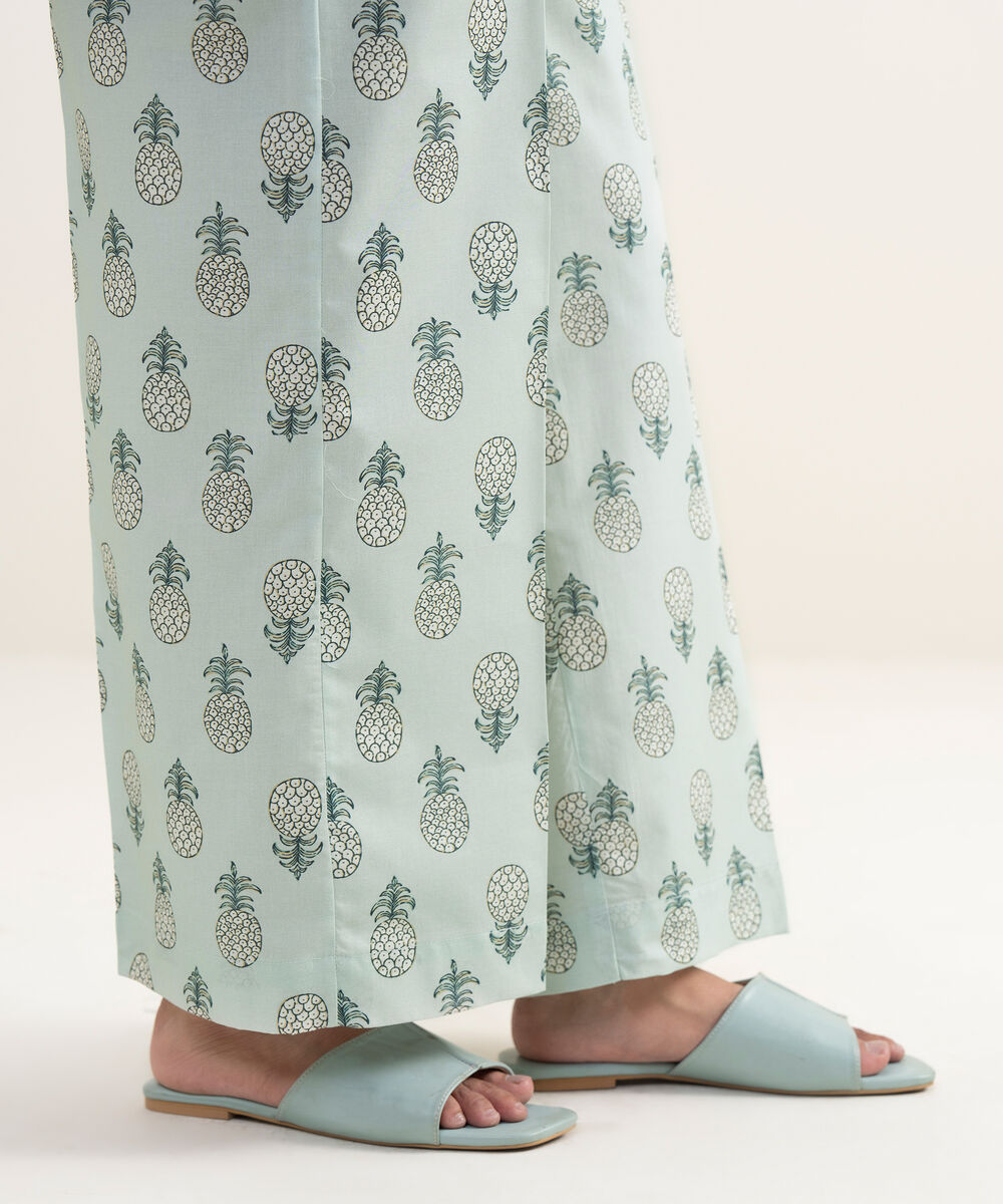 Women's RTW Cambric Printed Ice Blue Culottes