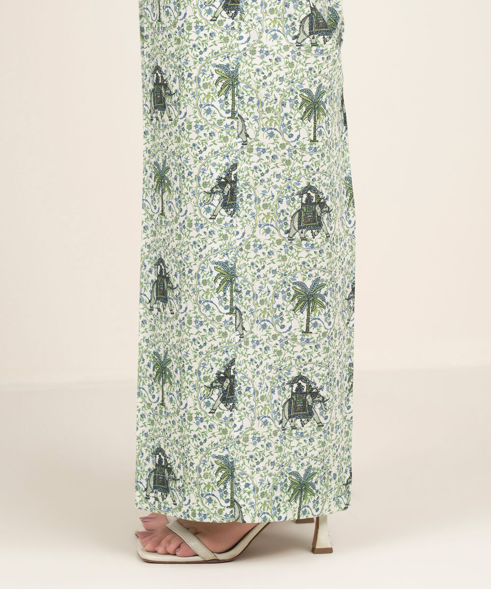 Women's RTW Cambric Printed Green Culottes