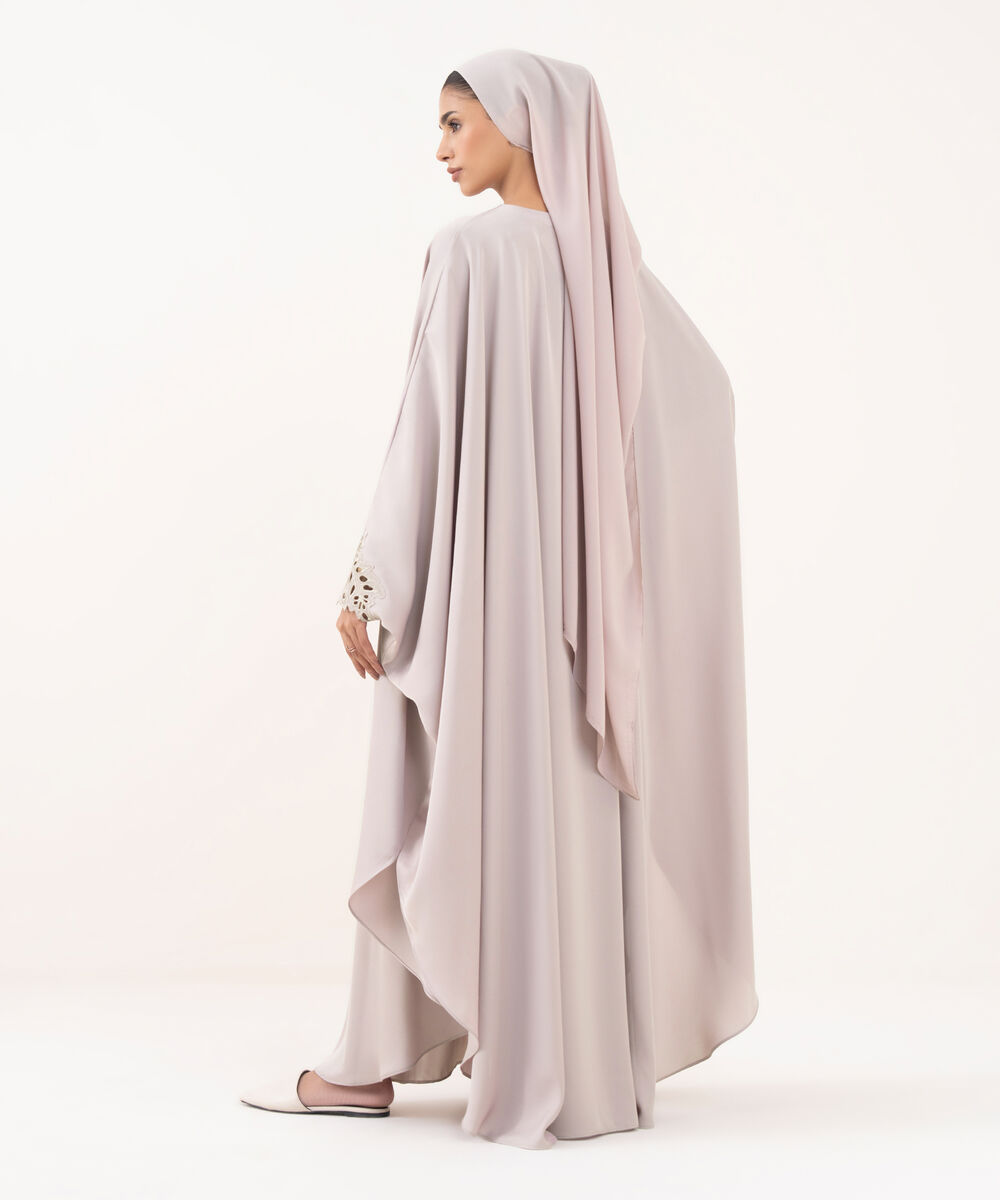 Women's Pink Polyester Abaya Set