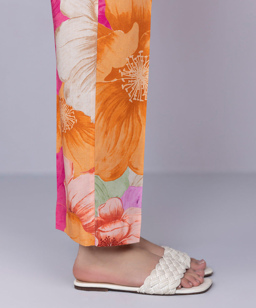 Women's Pret Cotton Viscose Multi Straight Pants