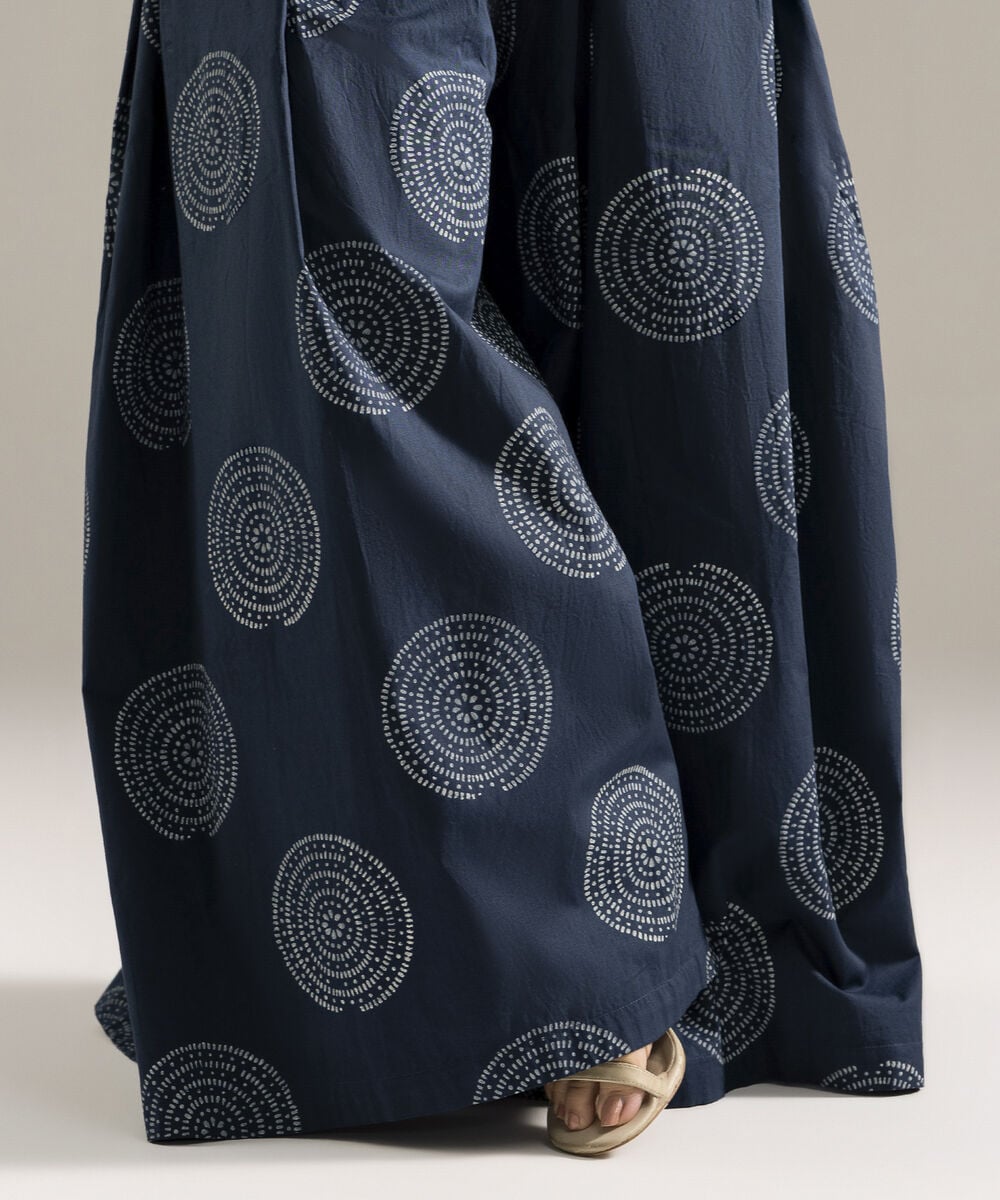 Printed Cambric Flared Pants — Sapphire view 4