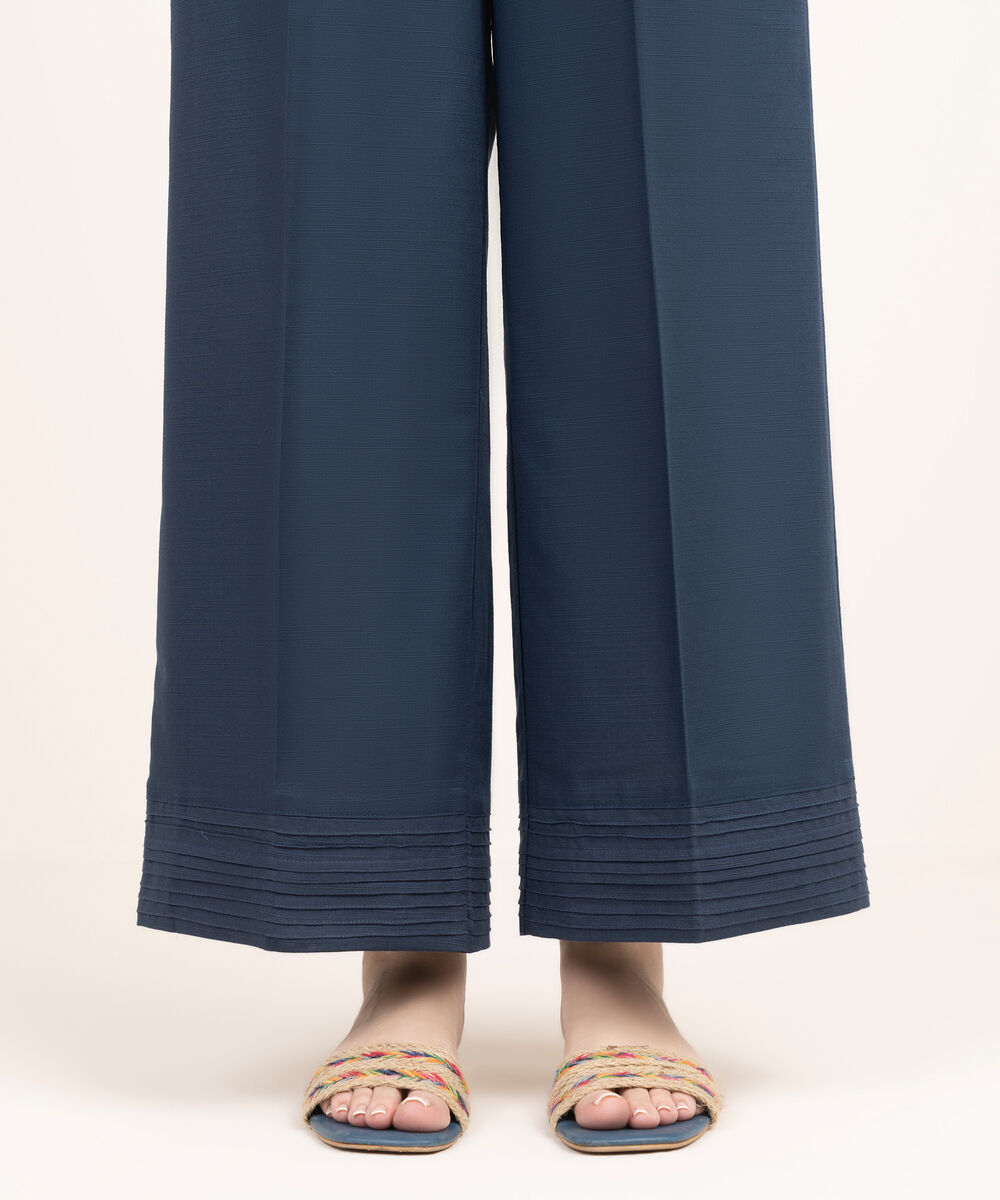 Women's RTW Cross Hatch Solid Blue Culottes