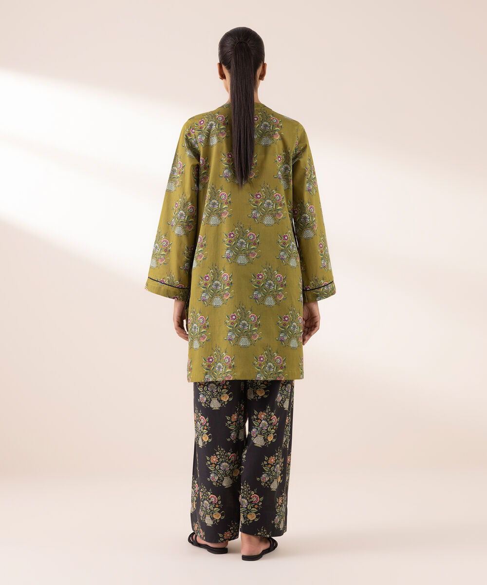 Women's RTW Lawn Green Printed A-Line Shirt