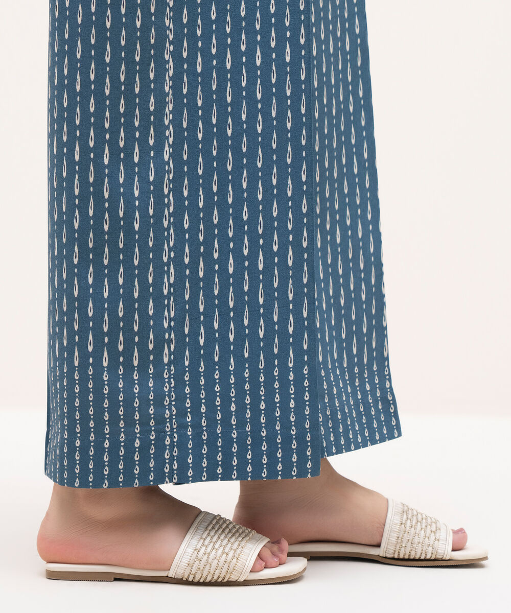 Women's RTW Cambric Blue Printed Culottes