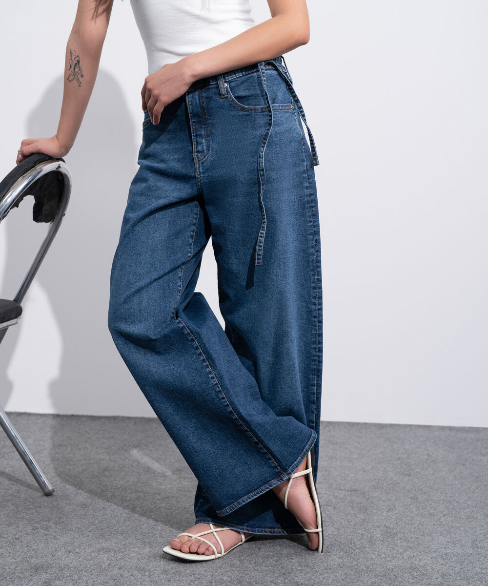 Women's Western Light Indigo Wash Baggy Loose Jeans