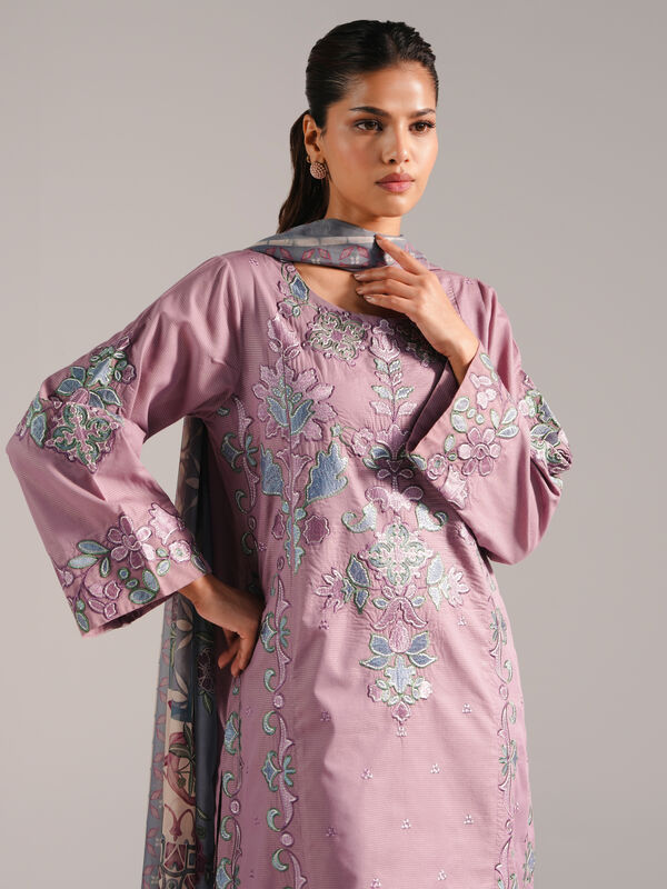 3 Piece - Embroidered Zari Lawn Suit
