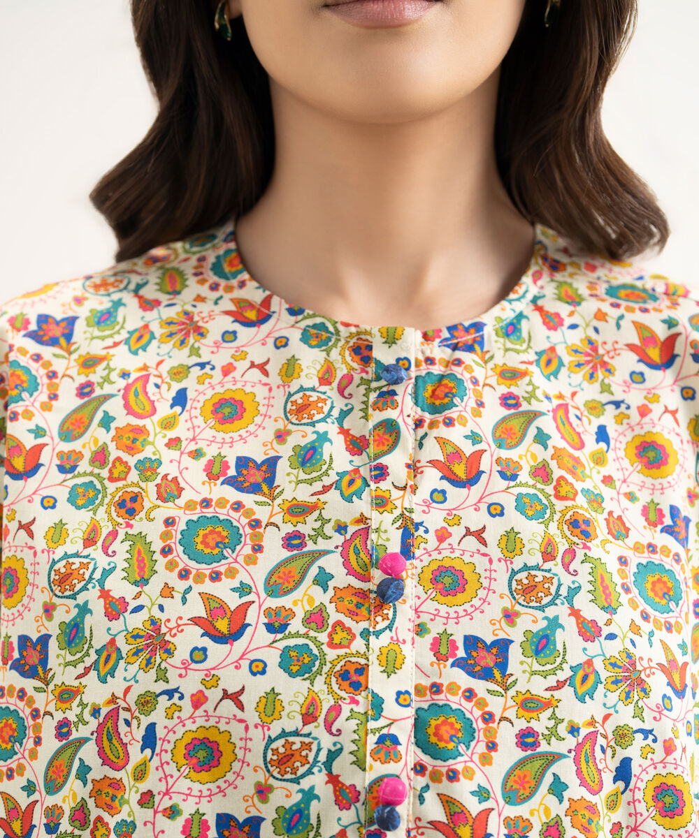 Women's RTW Cambric Printed Multi Straight Shirt