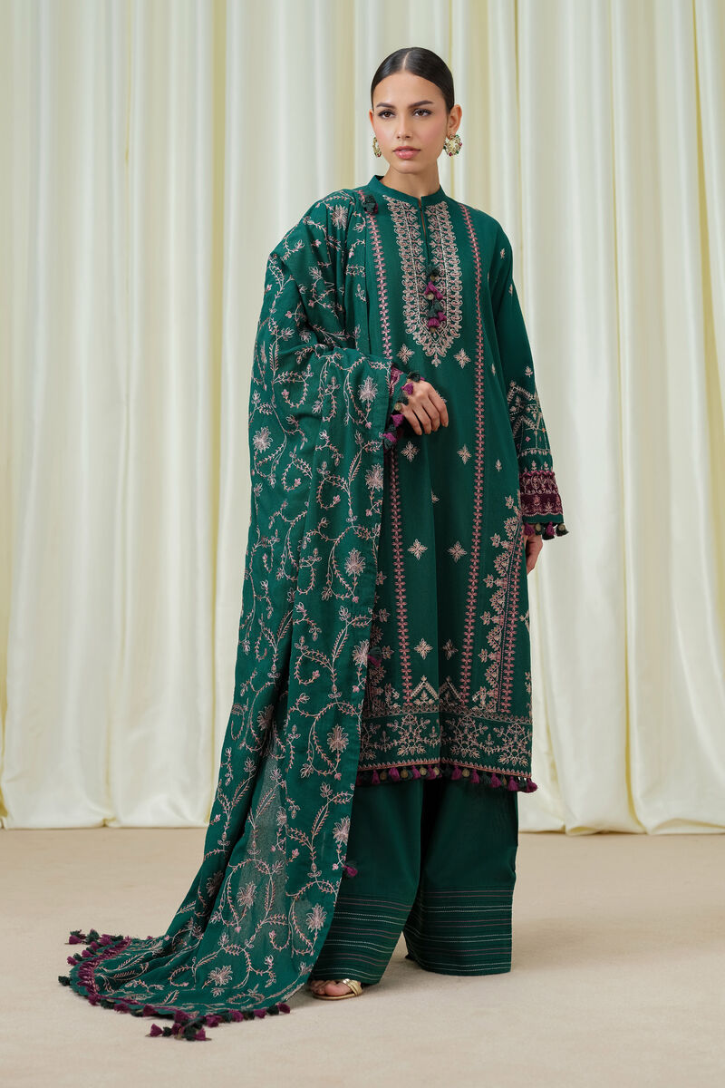 3 Piece - Embroidered Cotton Karandi Suit