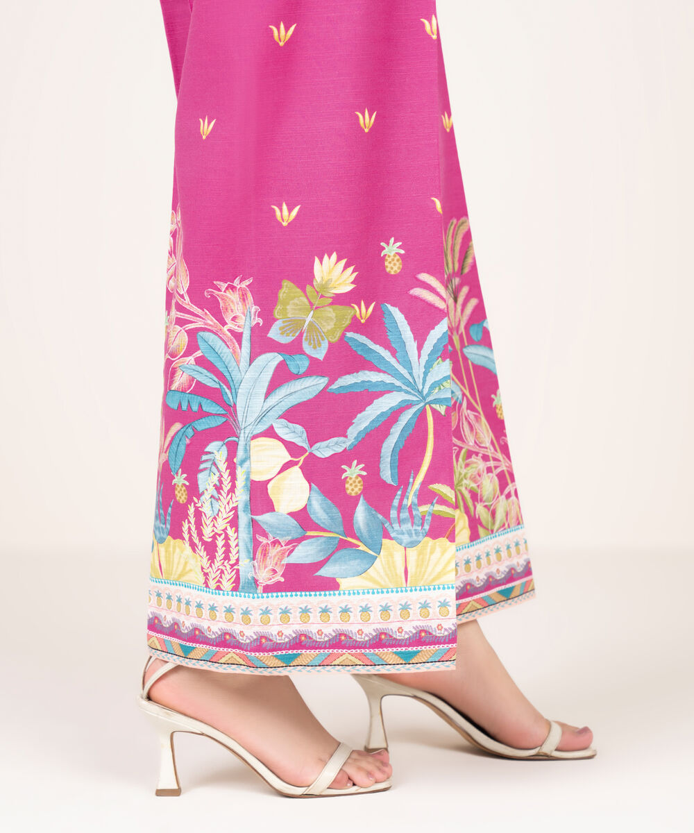Women's RTW Light Khaddar Printed Pink Culottes