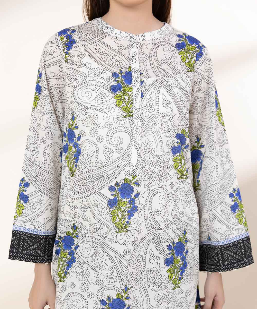Women's RTW Textured Lawn Multi Printed A-Line Shirt