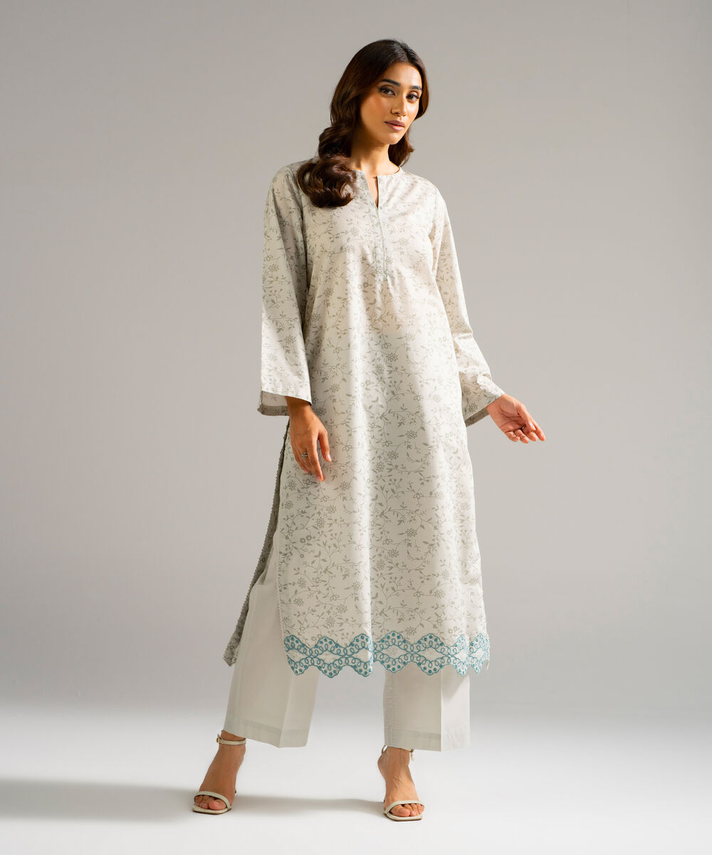 Women's RTW Zari Lawn Embroidered Grey 2 Piece Suit