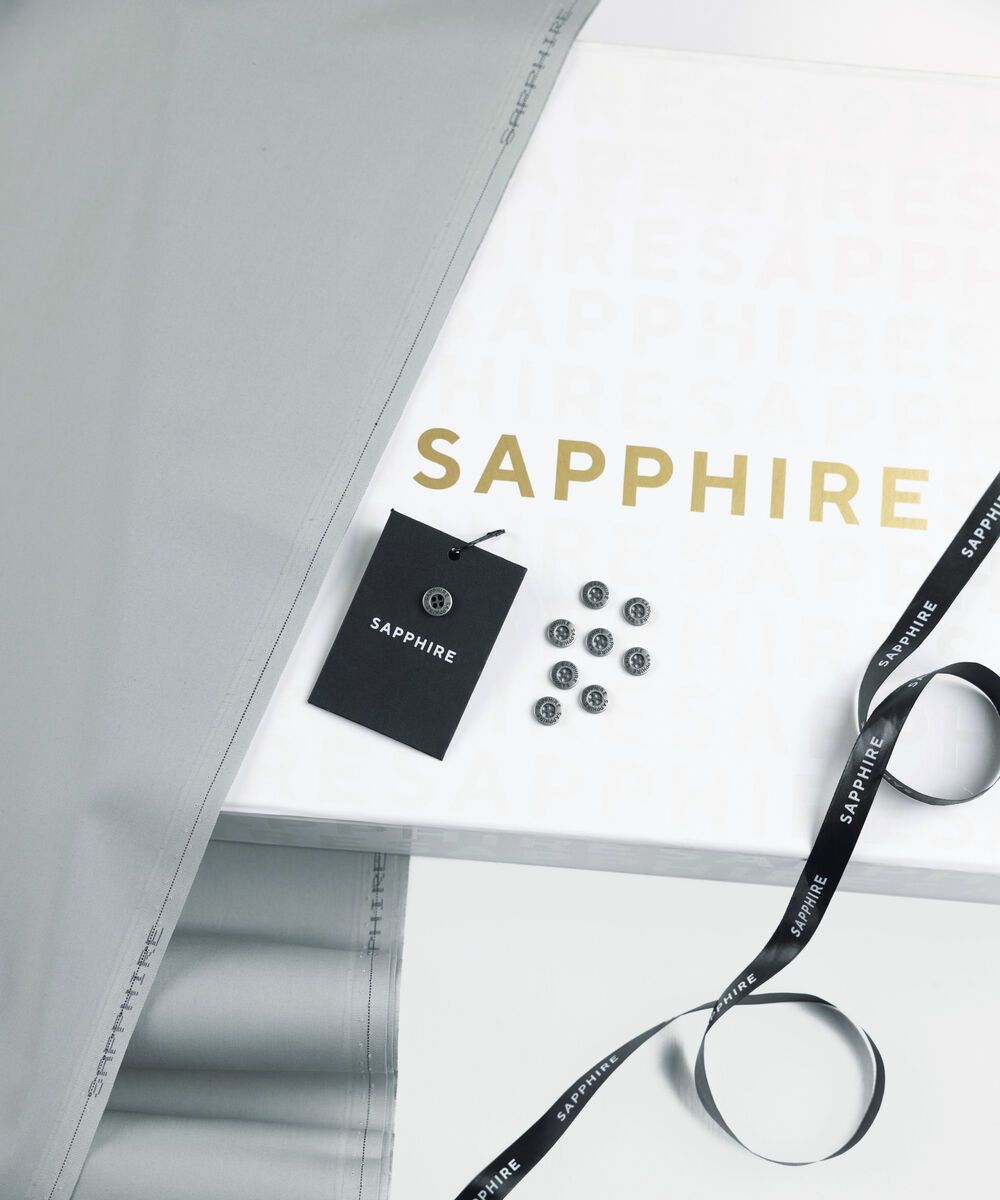 Men's Unstitched Two-Piece Cotton Dobby Medium Blue Suit.