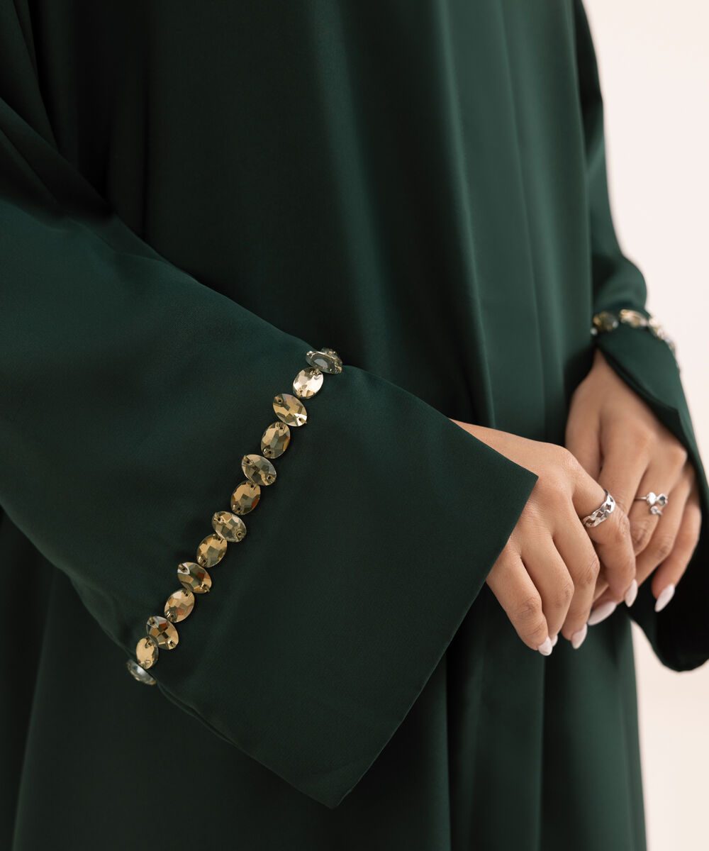 Women's Green Nida Abaya Set